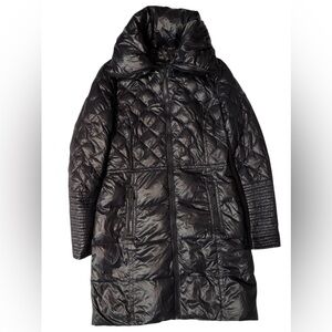 BCBGMaxAzria Women’s Shiny Black Puffer Coat